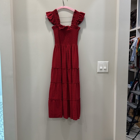 Hill House Home - The Ellie Nap Dress in Chili Red Textured Clip Dot. Size small - Picture 2 of 3